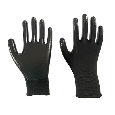 Black nitrile coated gloves
